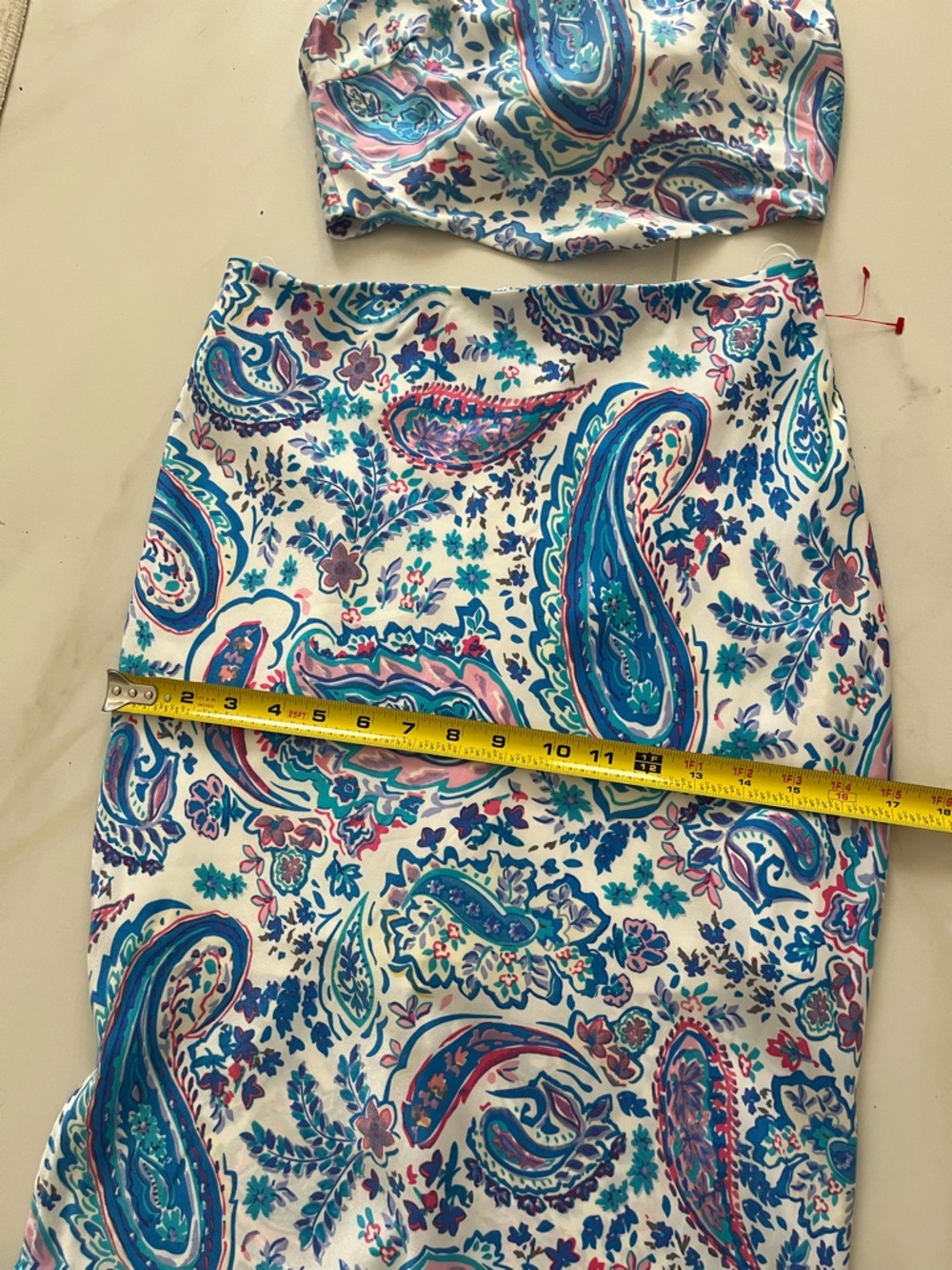 Mable High-Rise Paisley Midaxi Skirt in Light Blue with matchy top size small - Picture 13 of 16
